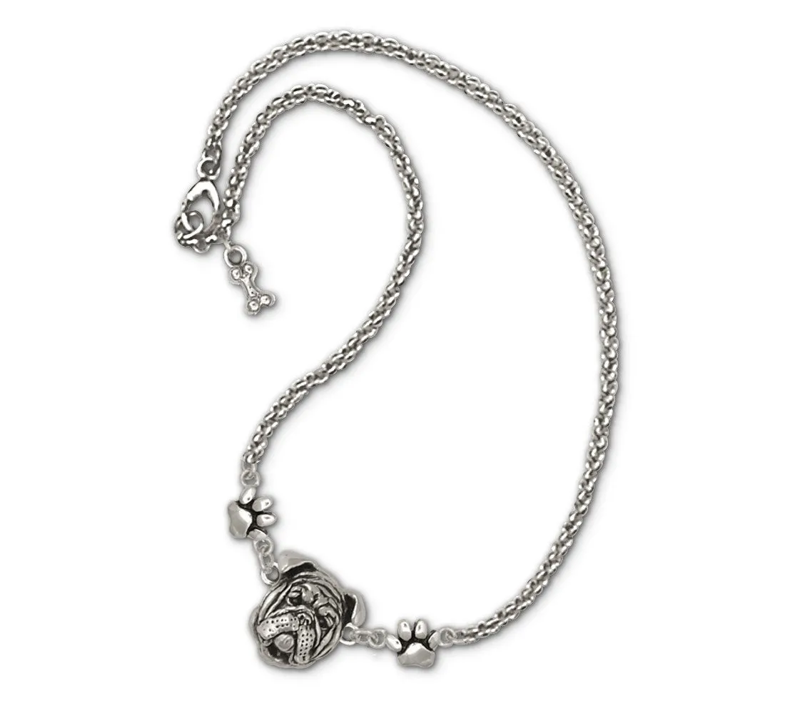 Bulldog Bracelet Jewelry Sterling Silver Handmade Dog Bracelet BD19-B