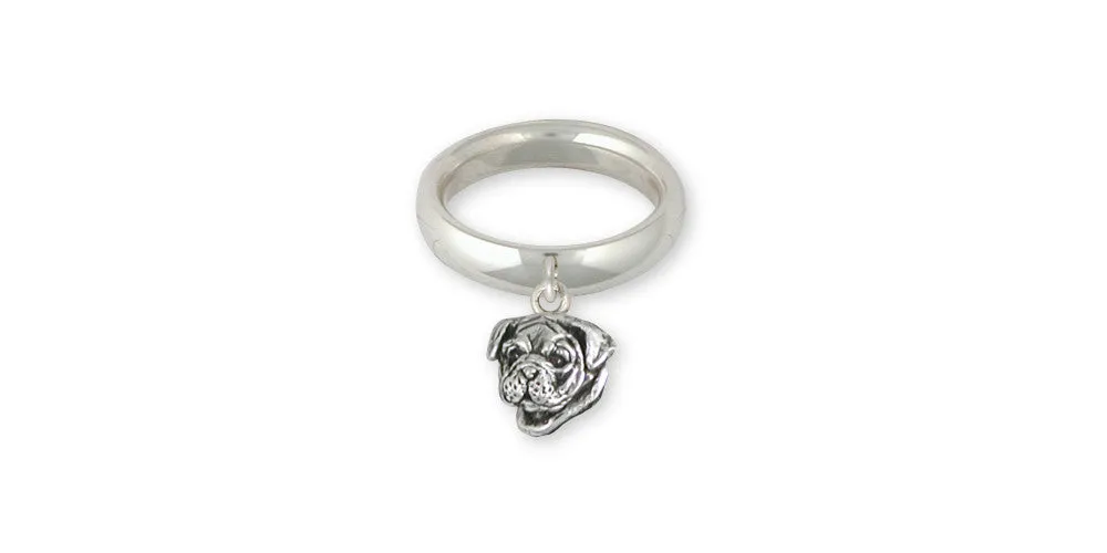 Bulldog Ring Jewelry Sterling Silver Handmade Dog Ring BD27H-CR