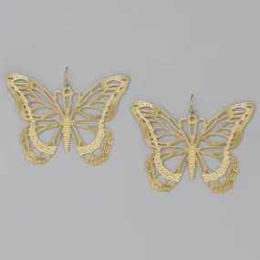 Butterfly Metal Filigree Drop Earrings