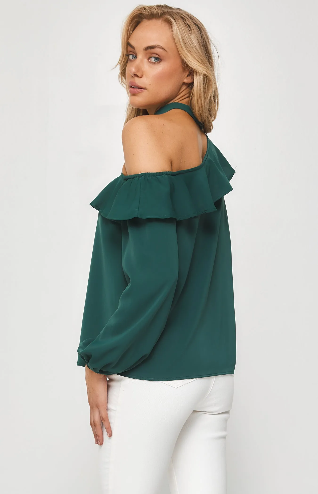 CARLY FRILL NECKLINE TOP