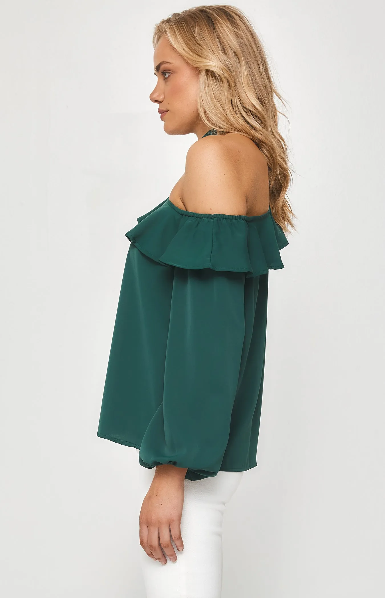 CARLY FRILL NECKLINE TOP