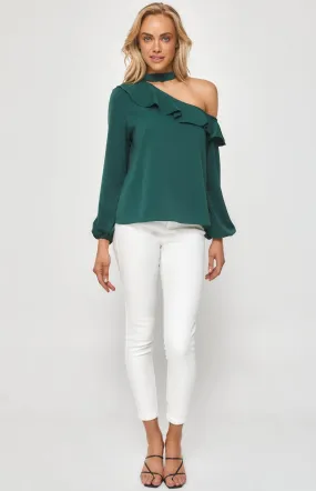 CARLY FRILL NECKLINE TOP