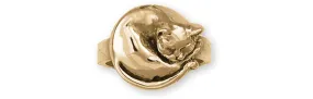 Cat Jewelry 14k Yellow Gold Handmade Cat Ring  CT52-RG