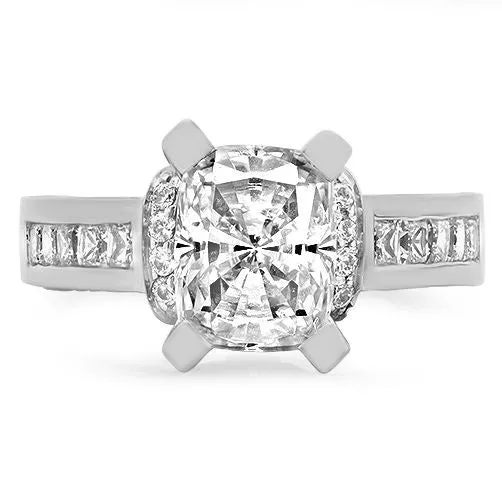 Cathedral Style 3 Carat Radiant Cut Center Cubic Zirconia Ring