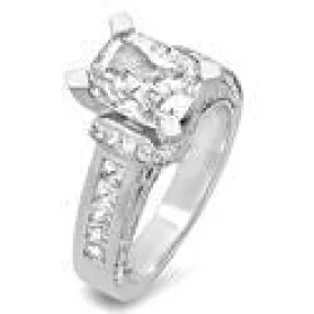 Cathedral Style 3 Carat Radiant Cut Center Cubic Zirconia Ring