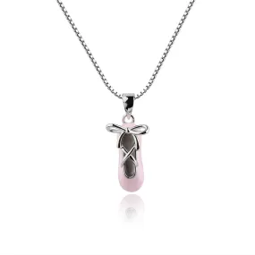 Cherished Moments - Sterling Silver Pink Ballet Slipper Necklace