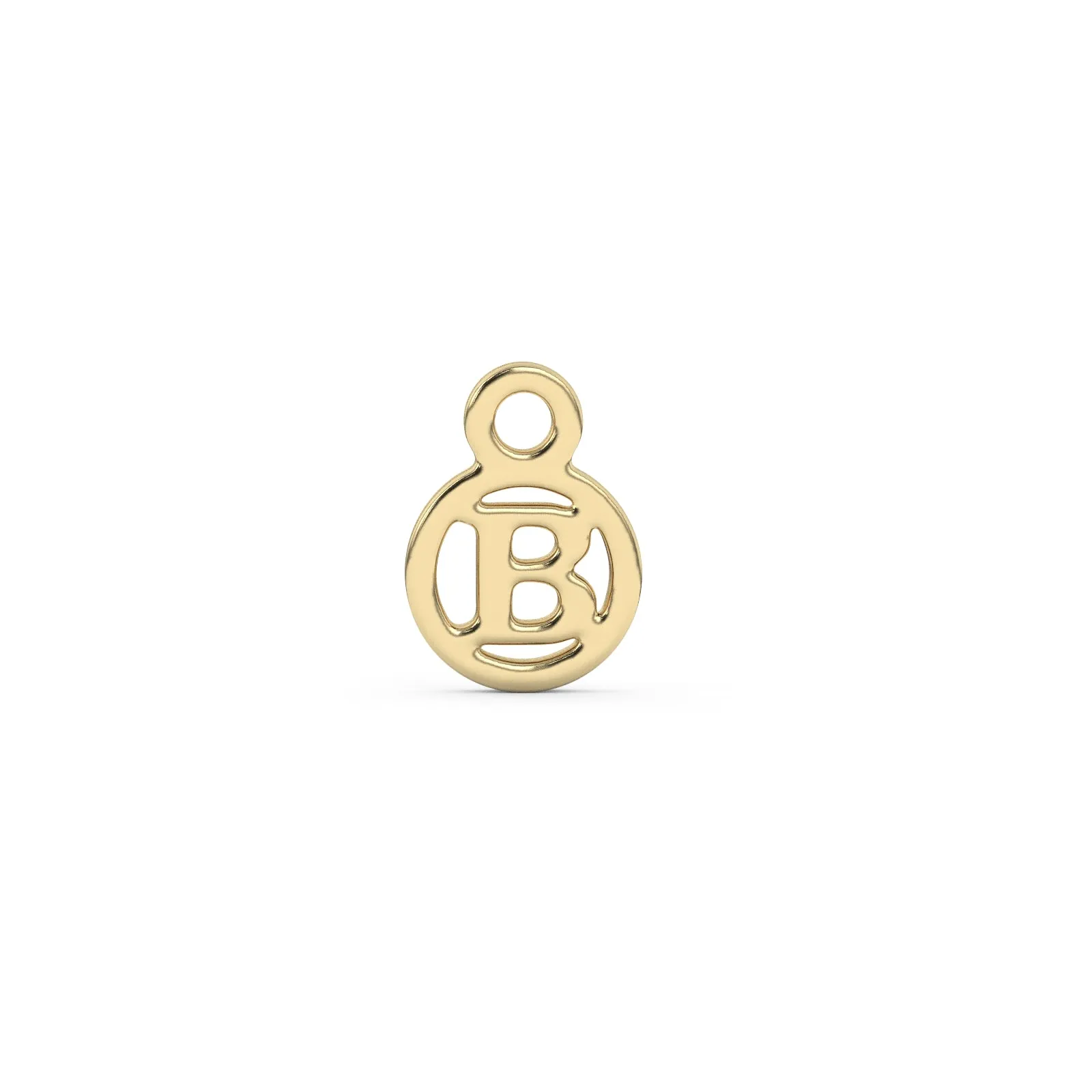 Circle Initial Charm - B | 10k Yellow Gold