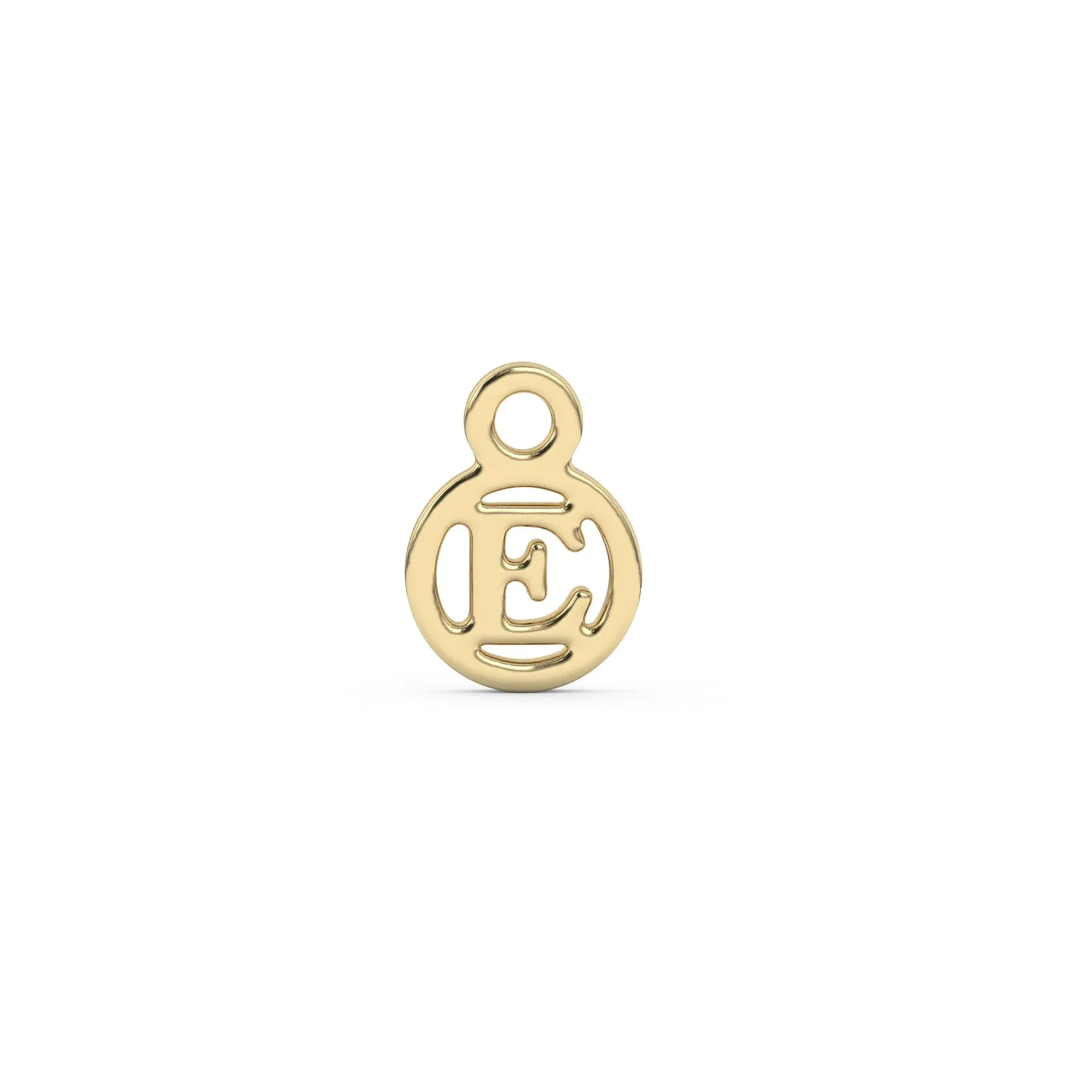 Circle Initial Charm - E | 10k Yellow Gold