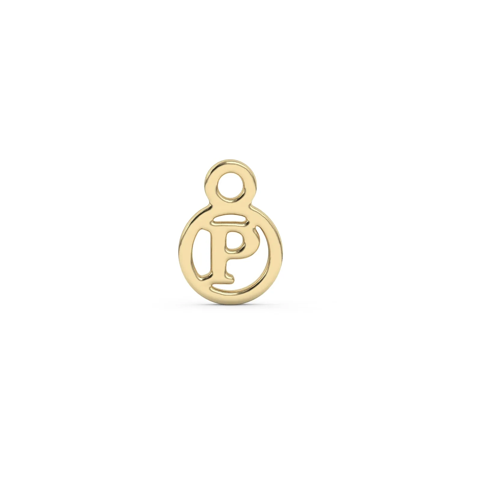 Circle Initial Charm - P | 10k Yellow Gold