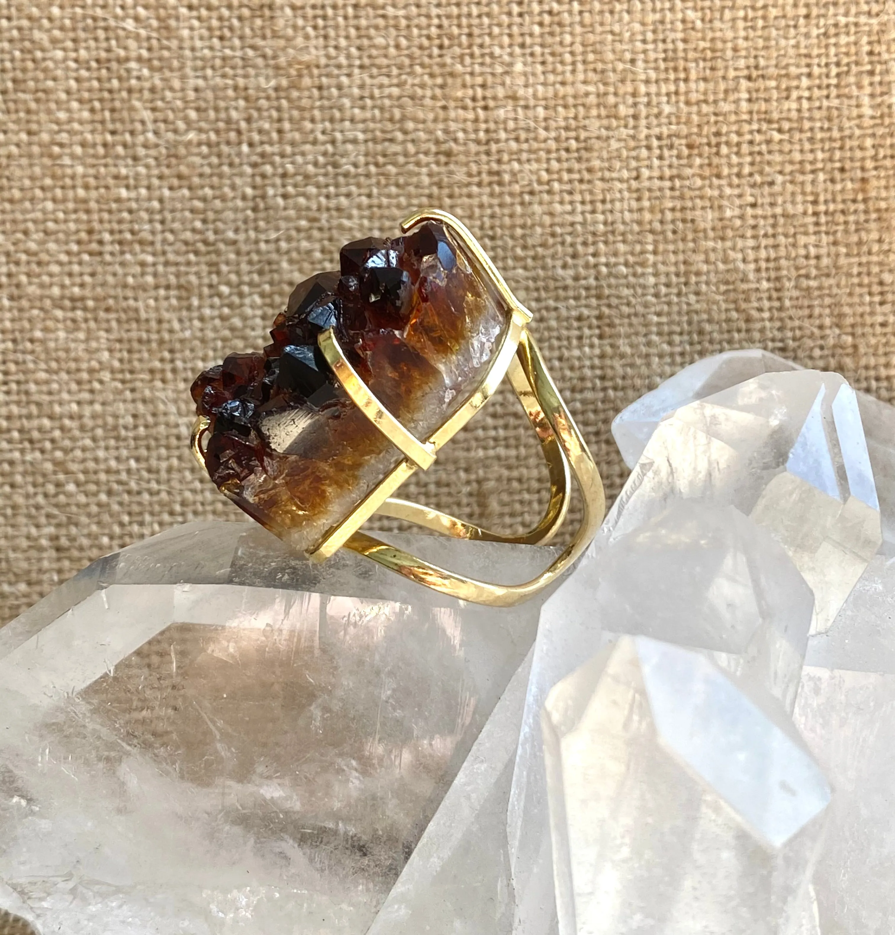 Citrine Druzy Ring #36