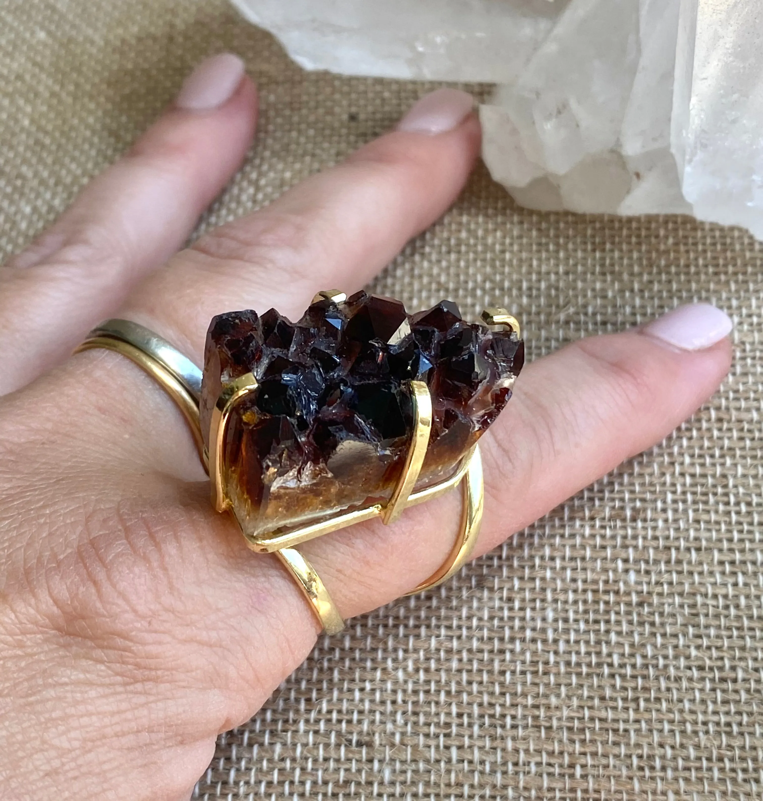 Citrine Druzy Ring #36