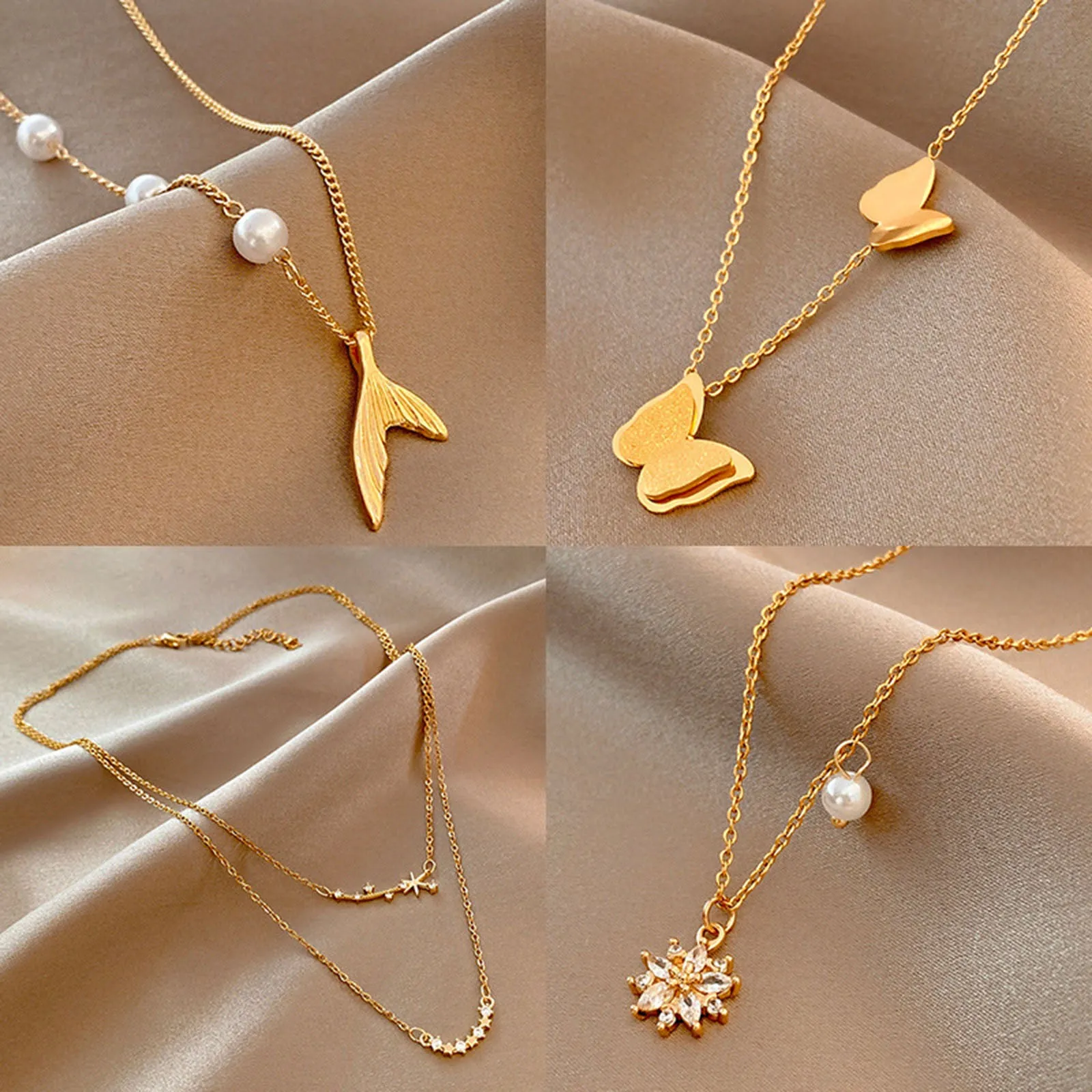 Classic Style Stainless Steel Limited Pearl Minimalist Pendant Necklace