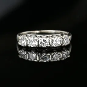 Classic White Gold Half Eternity Five Stone Diamond Ring Band