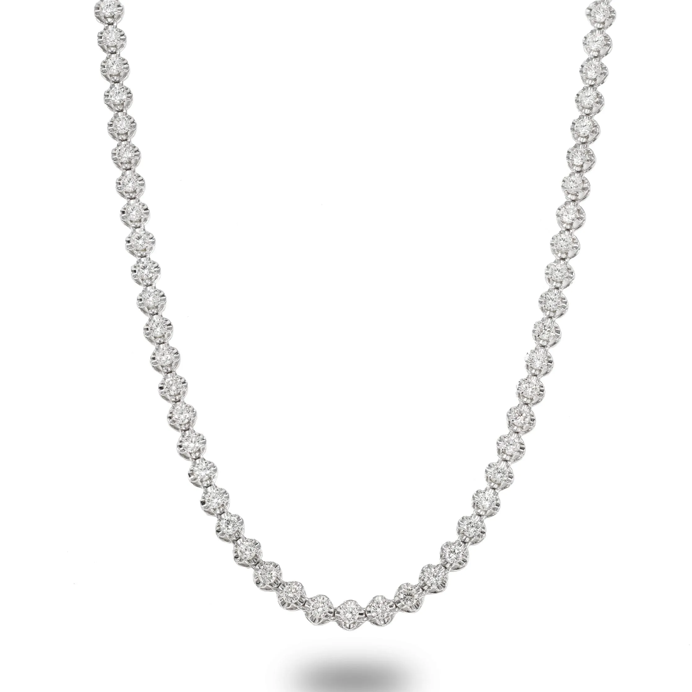 Cluster Mount Diamond Tennis Chain in 14K White Gold