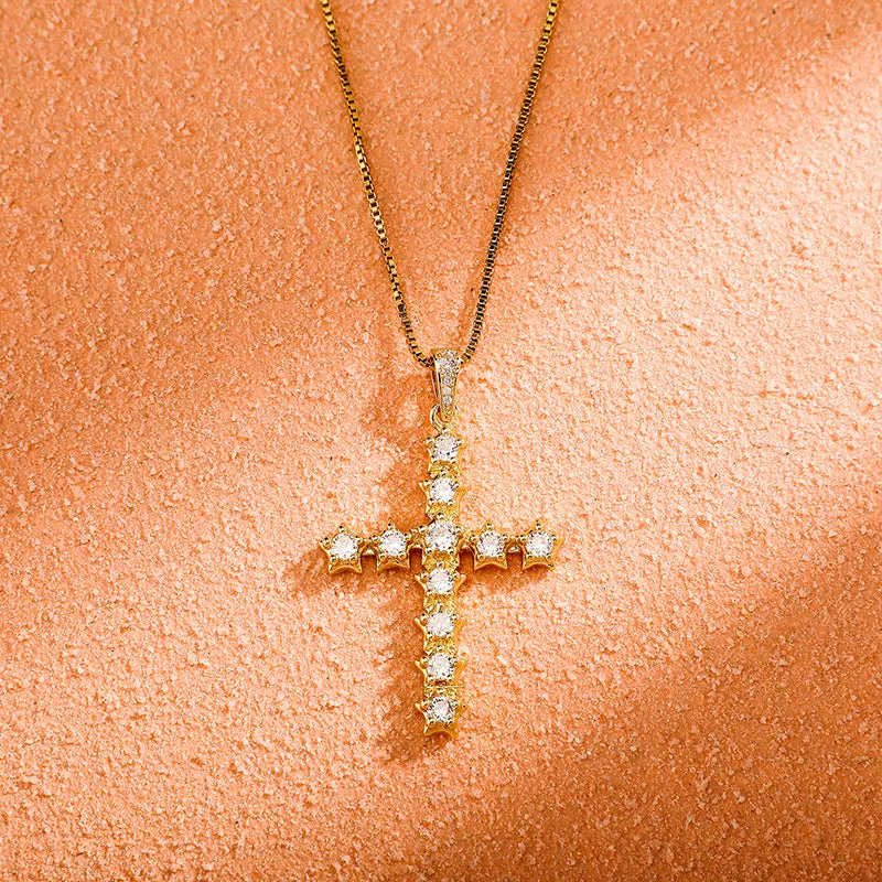 Colored CZ Diamond Cross Pendant