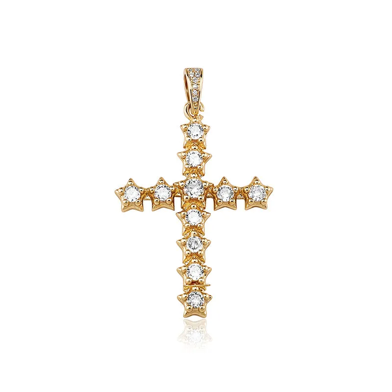 Colored CZ Diamond Cross Pendant