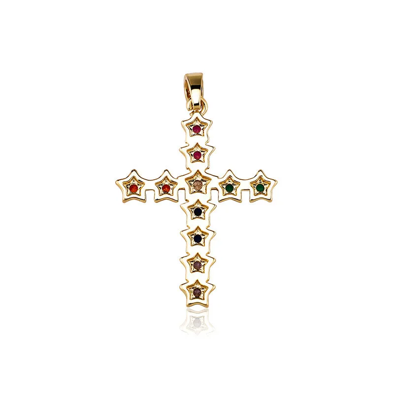 Colored CZ Diamond Cross Pendant