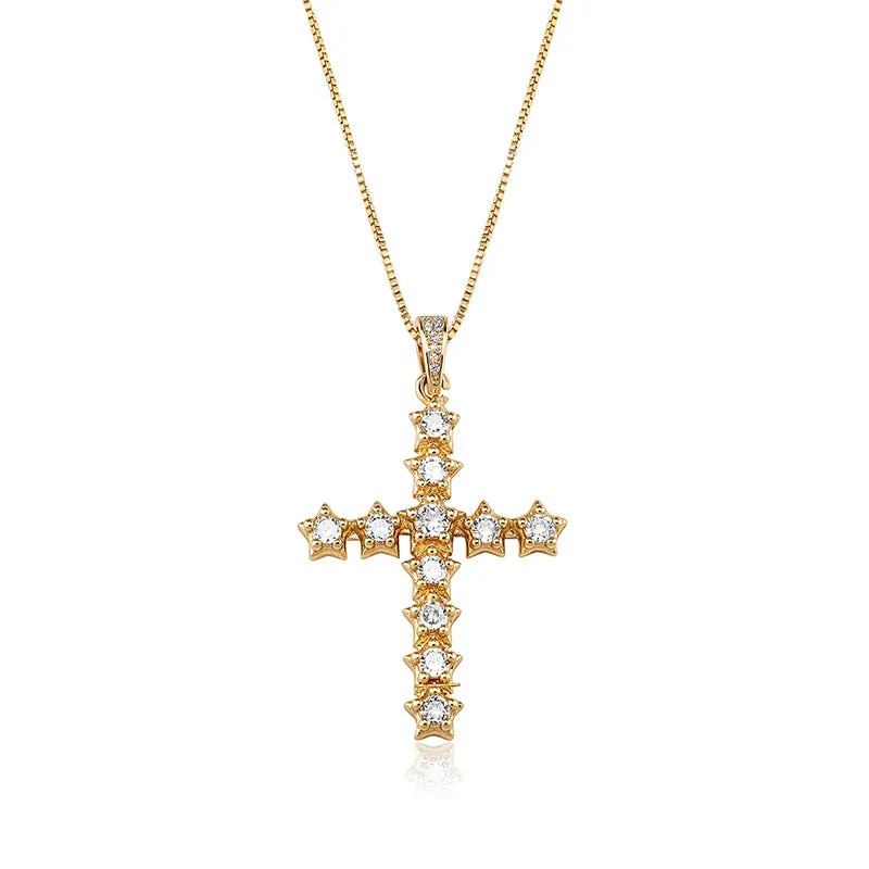 Colored CZ Diamond Cross Pendant