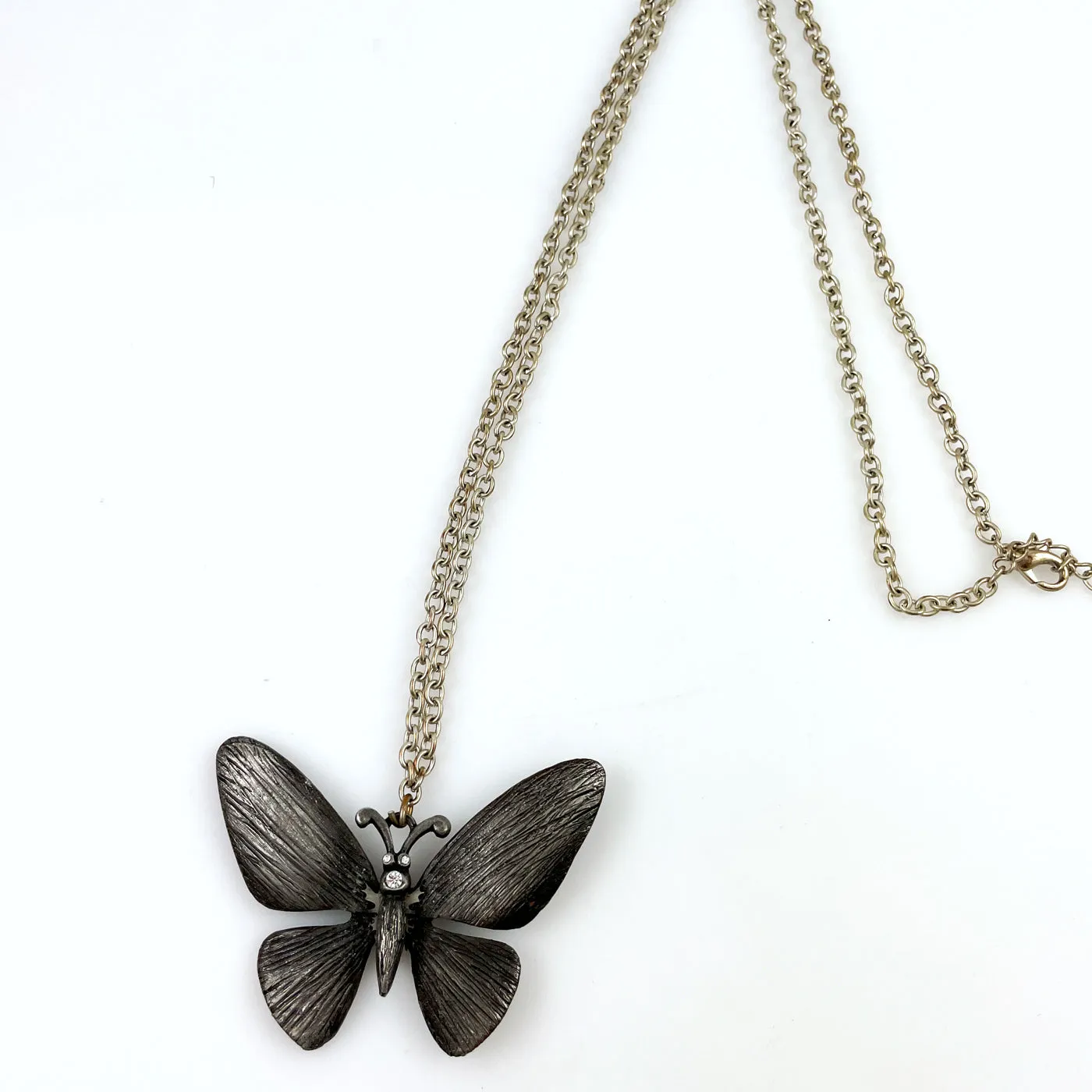 Craft Pewter Butterfly Necklace Vintage