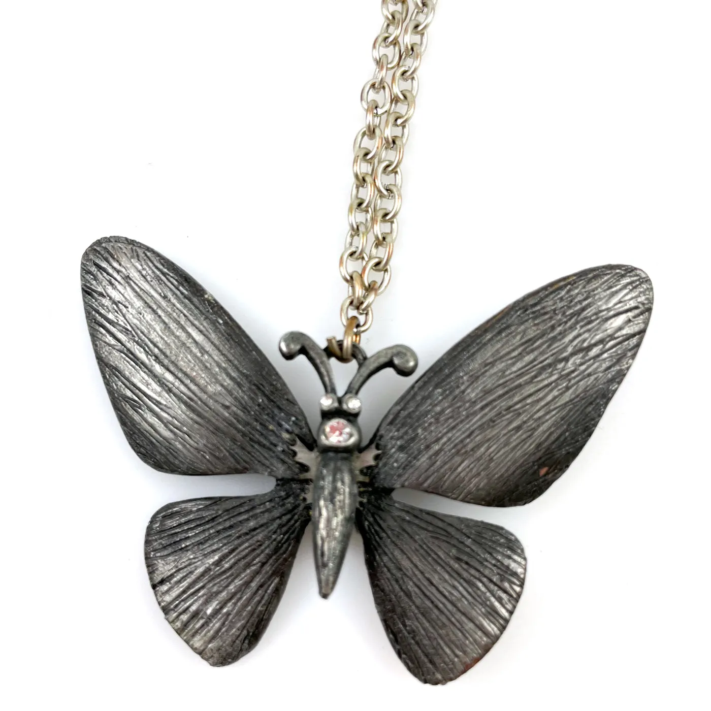 Craft Pewter Butterfly Necklace Vintage