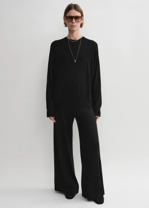 Crew-neck silk cashmere knit black