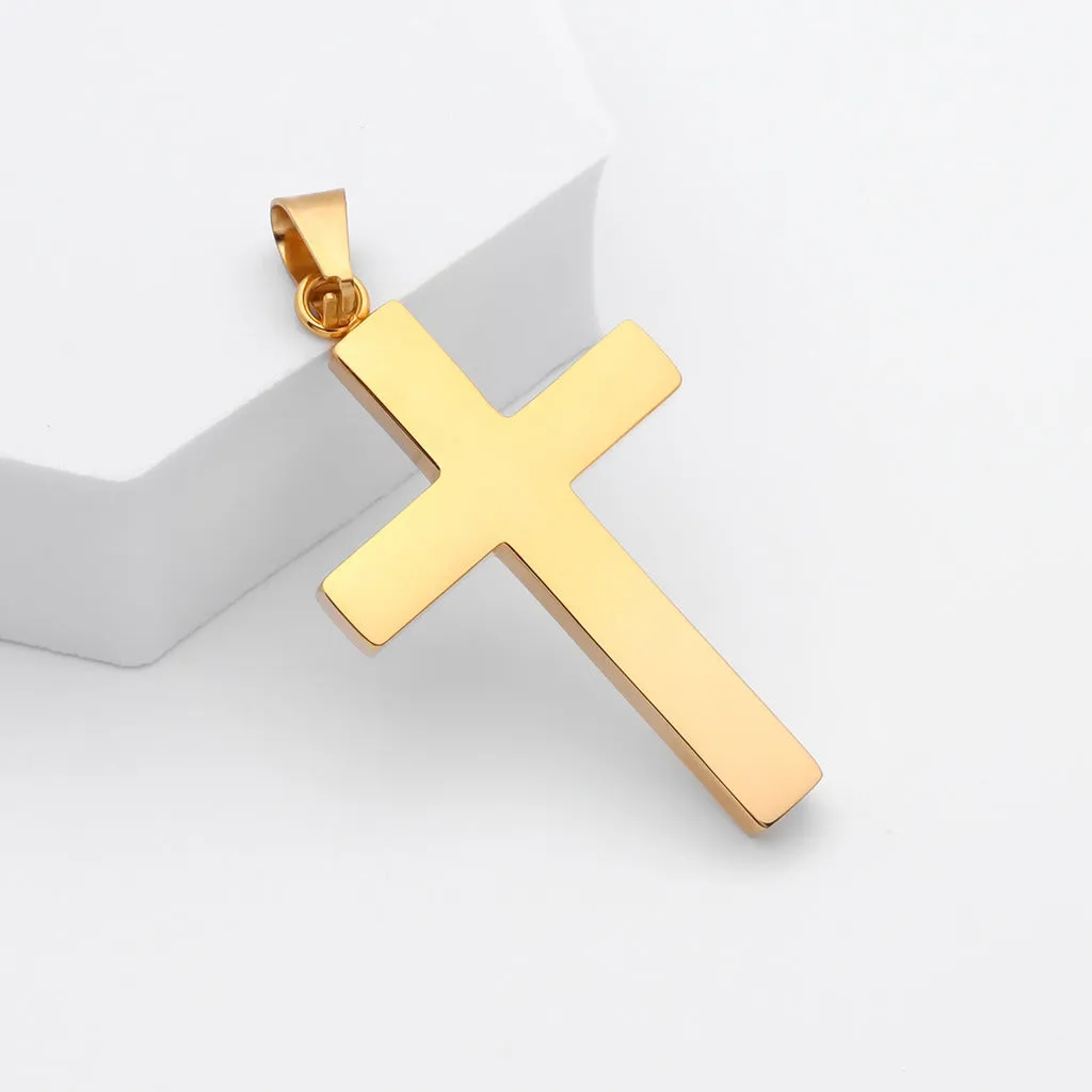 Cross Pendant with C.Z Inlaid in the Middle - Gold