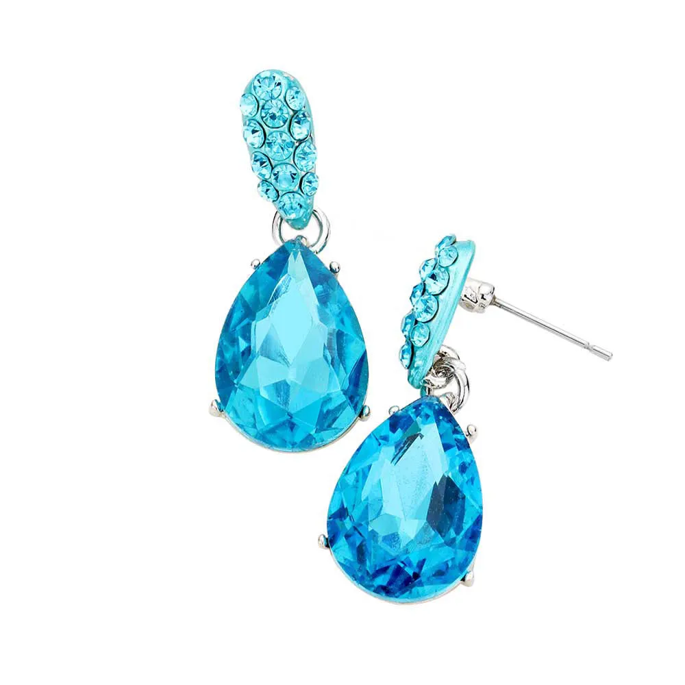 Crystal Teardrop Rhinestone Pave Evening Earrings