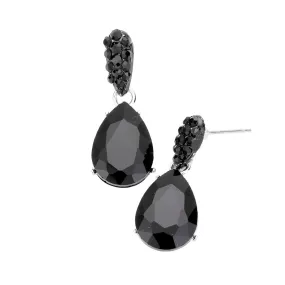 Crystal Teardrop Rhinestone Pave Evening Earrings