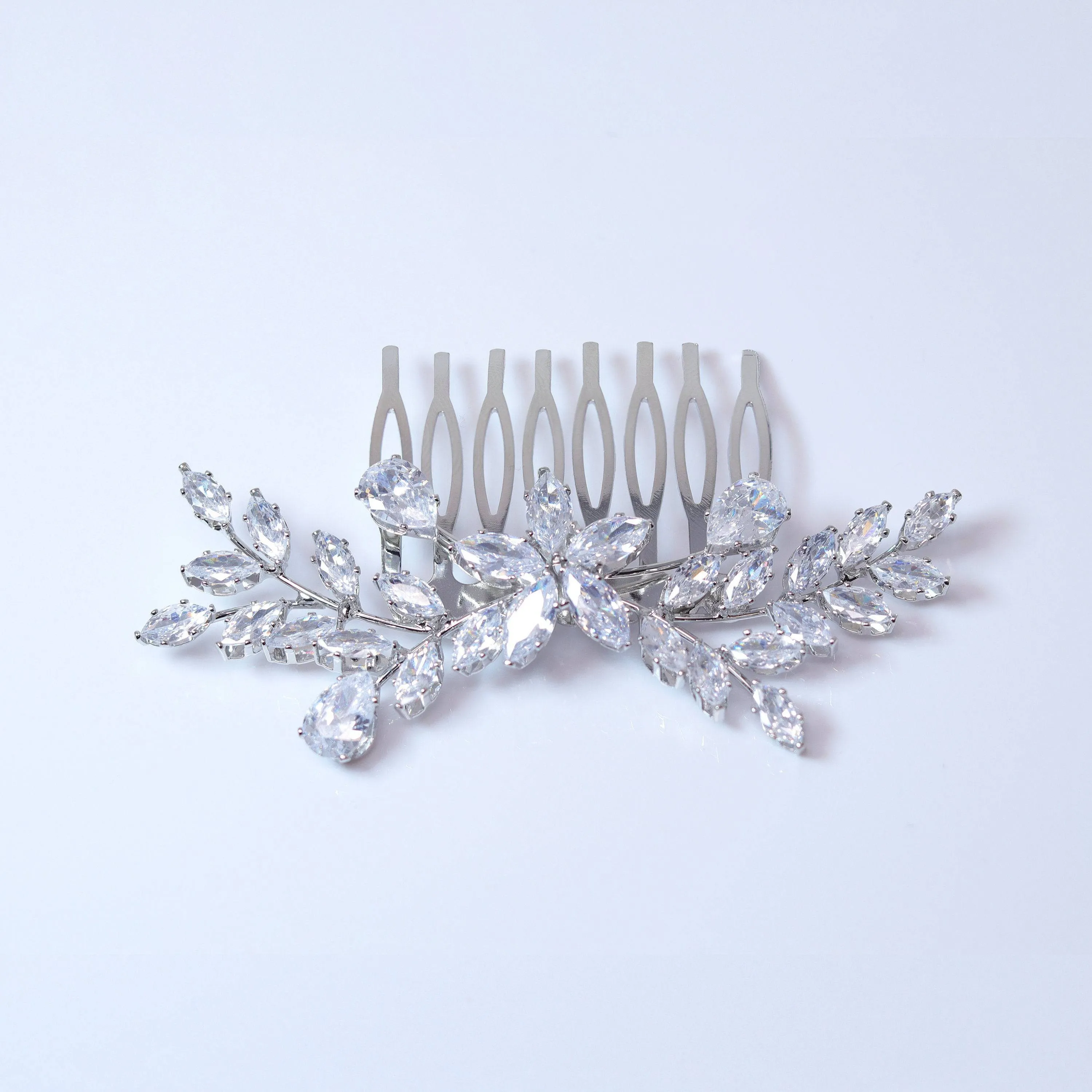 Cubic Zirconia, Diamond Flower Vine Leaves Floral Bridal Hair Comb, Bridal Hair Piece, Bridal Hair Accessories, Wedding Hair Accessory.