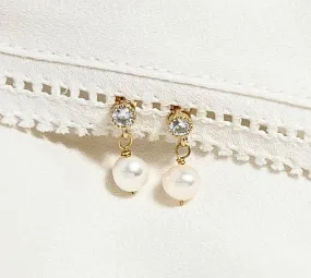 Cubic Zirconia Pearl Stud Earrings