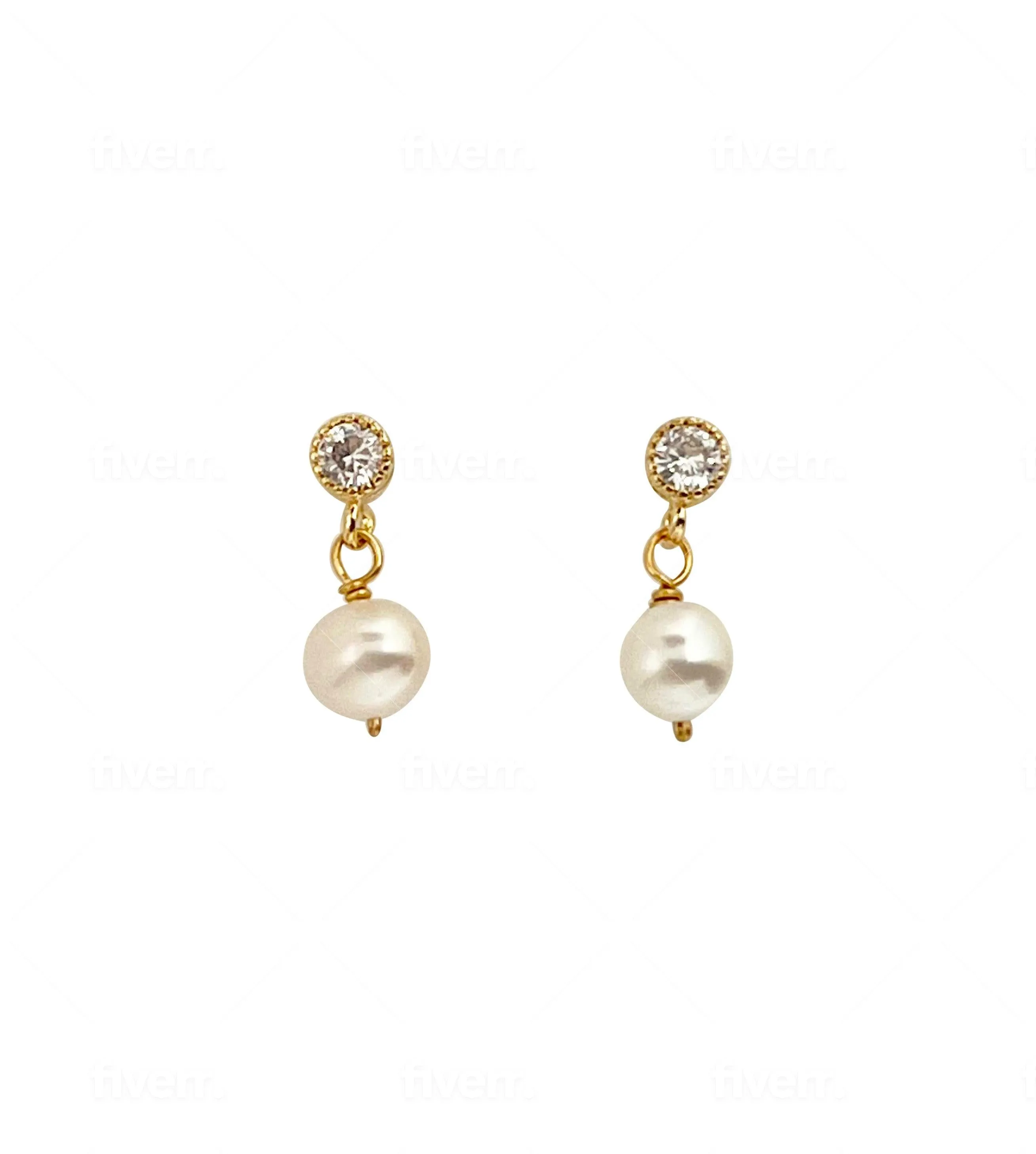 Cubic Zirconia Pearl Stud Earrings