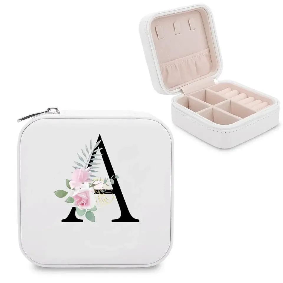 Custom Name&Initials Travel Jewelry Case for Women Gift