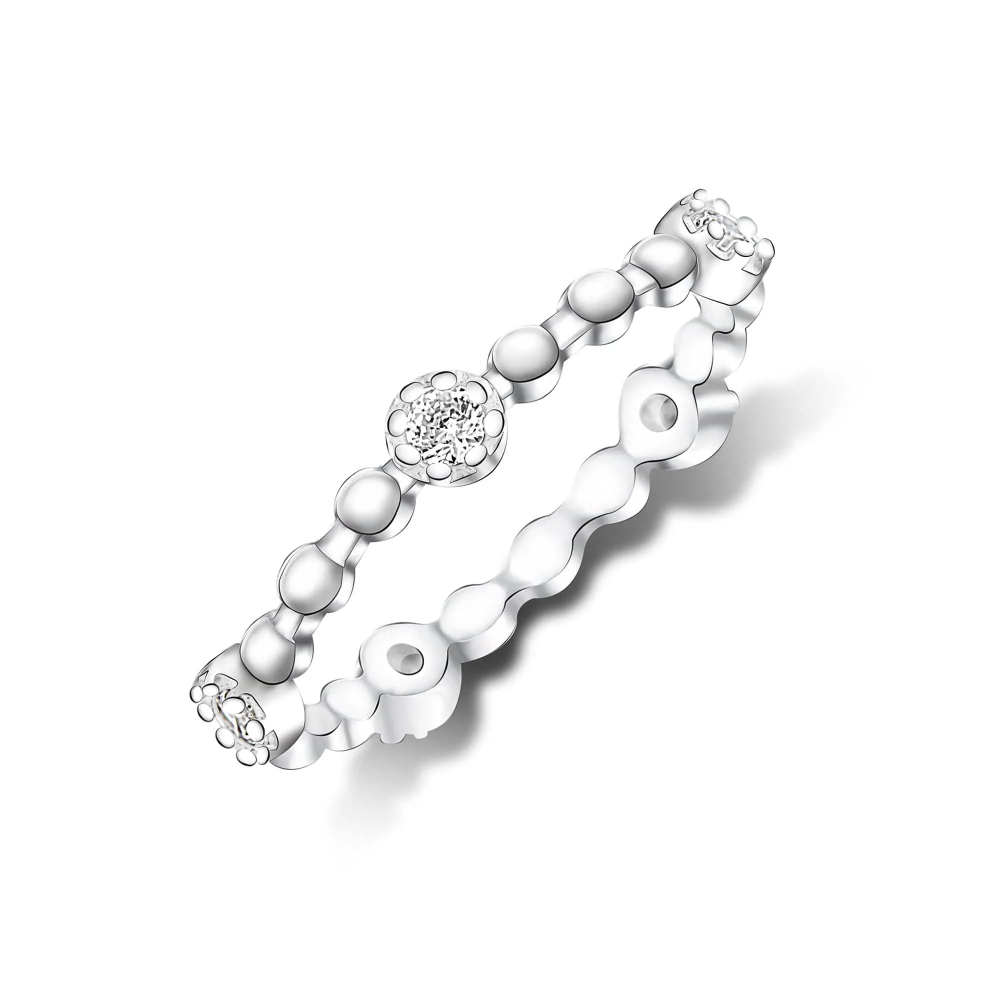 CZ Beaded Sterling Silver Stackable Rings