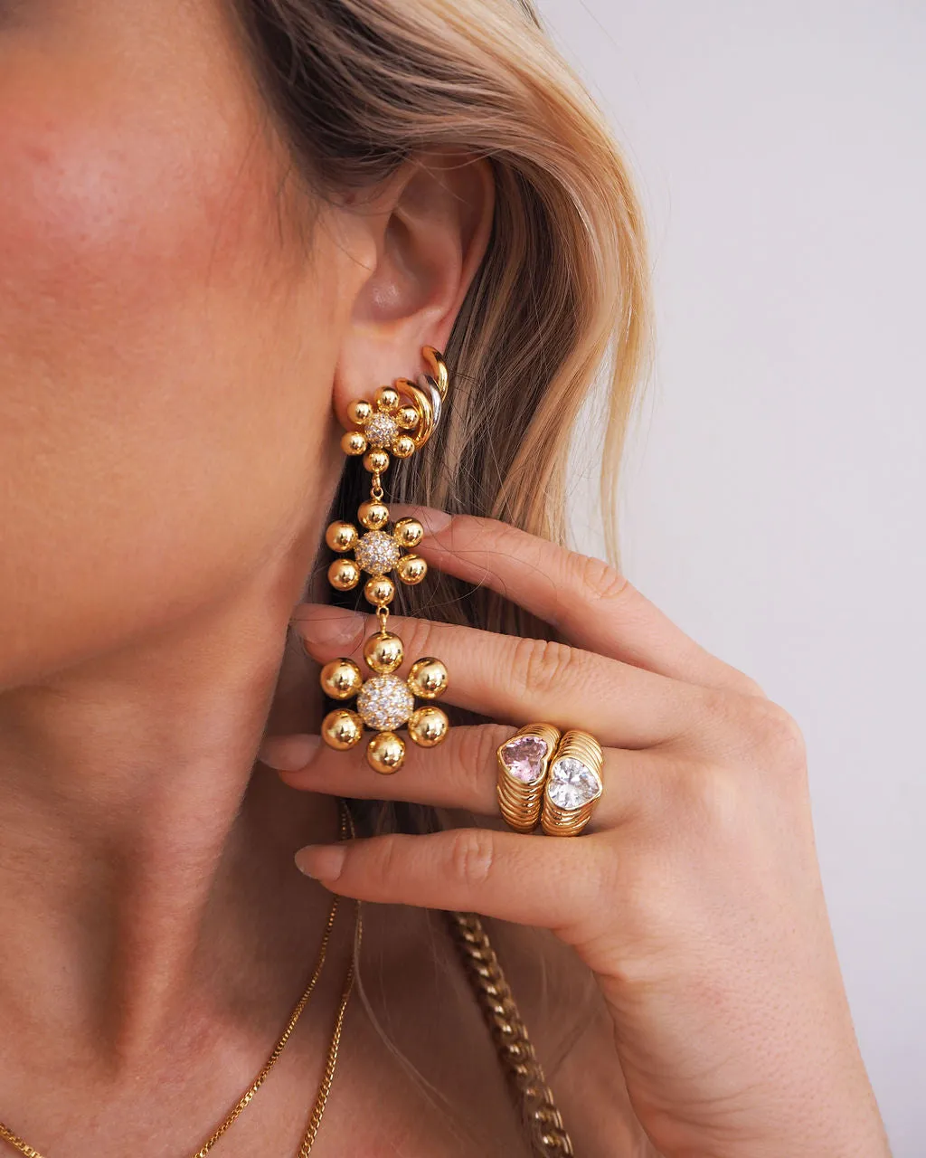 Daisy Statement Earrings- Gold