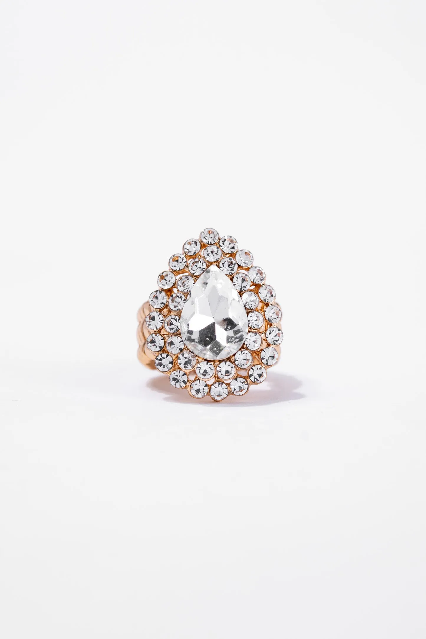 Delphi Teardrop Rhinestone Stretch Ring