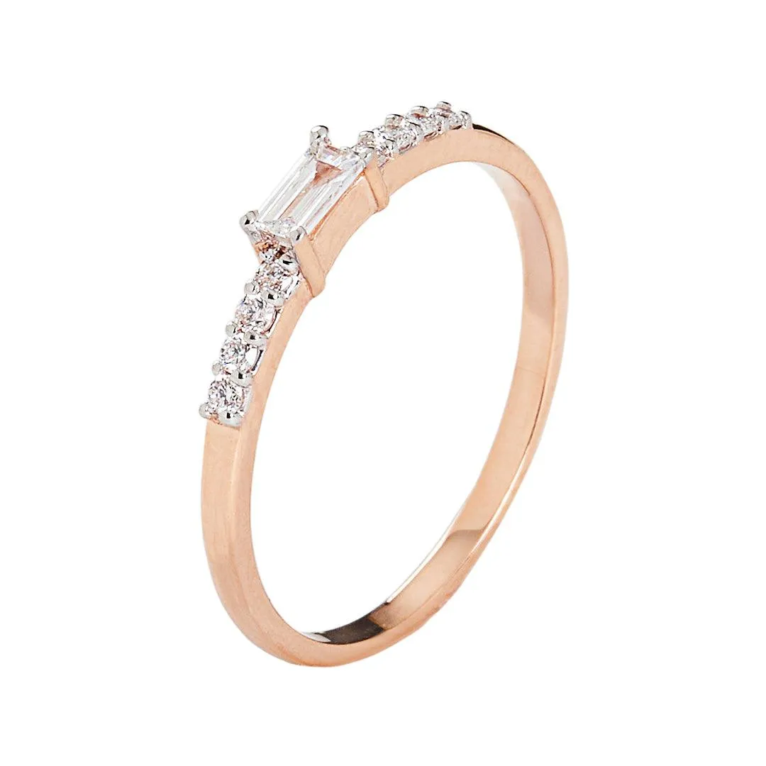 Diamond Baguette Engagement 10kt Rose Gold Ring