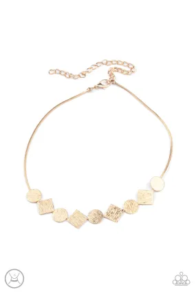 Don't Get Bent Out Of Shape - Gold Choker Necklace