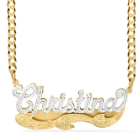 Double Name Necklace w/Beading Christina with Cuban chain