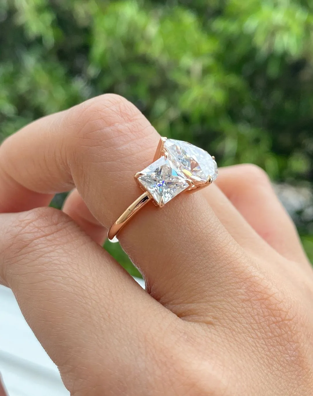 Elegant Double Stone Moissanite Toi et Moi Engagement and Wedding Ring