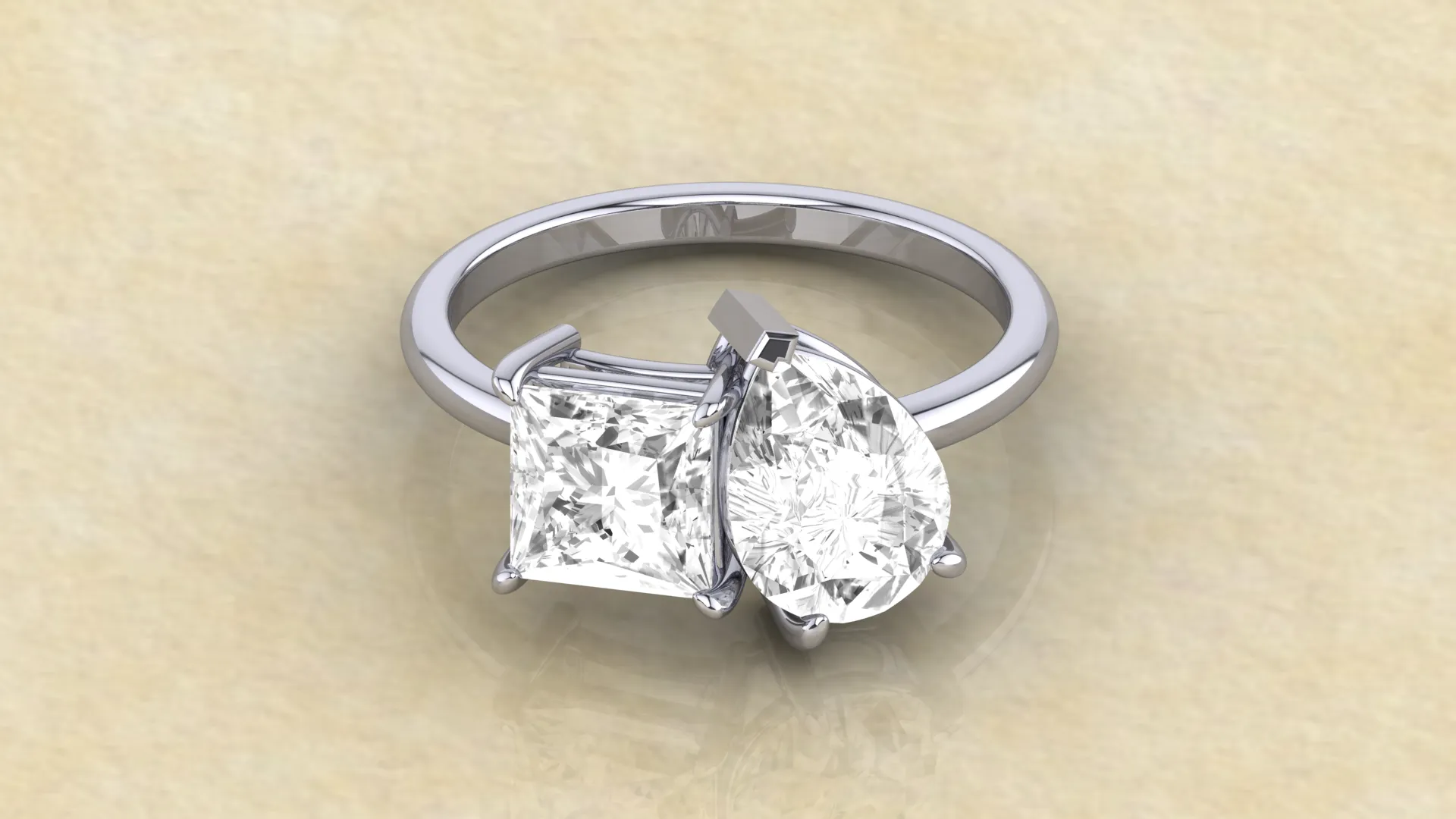 Elegant Double Stone Moissanite Toi et Moi Engagement and Wedding Ring