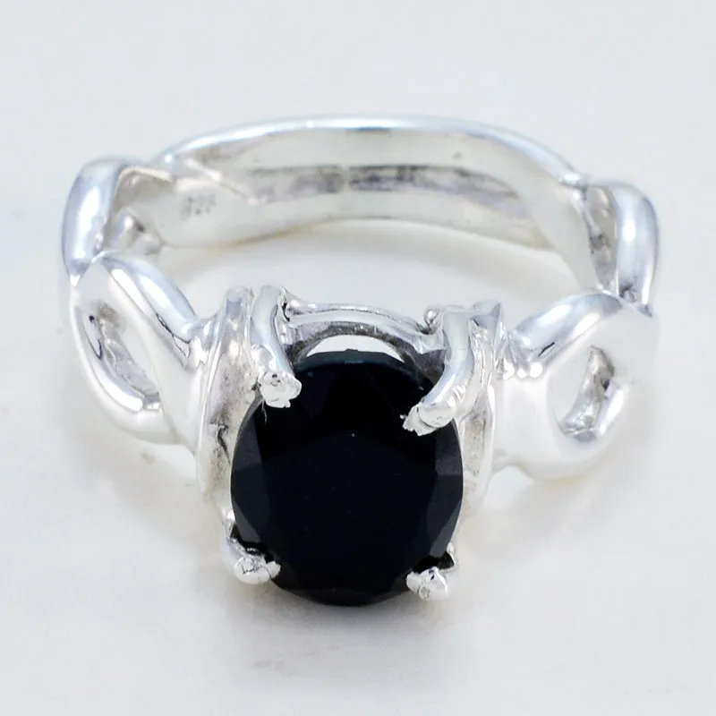 Drop-Dead Stone Black Onyx Sterling Silver Ring Handmade Jewellery