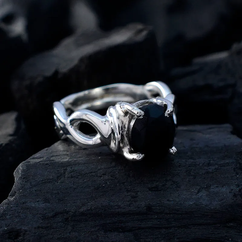 Drop-Dead Stone Black Onyx Sterling Silver Ring Handmade Jewellery