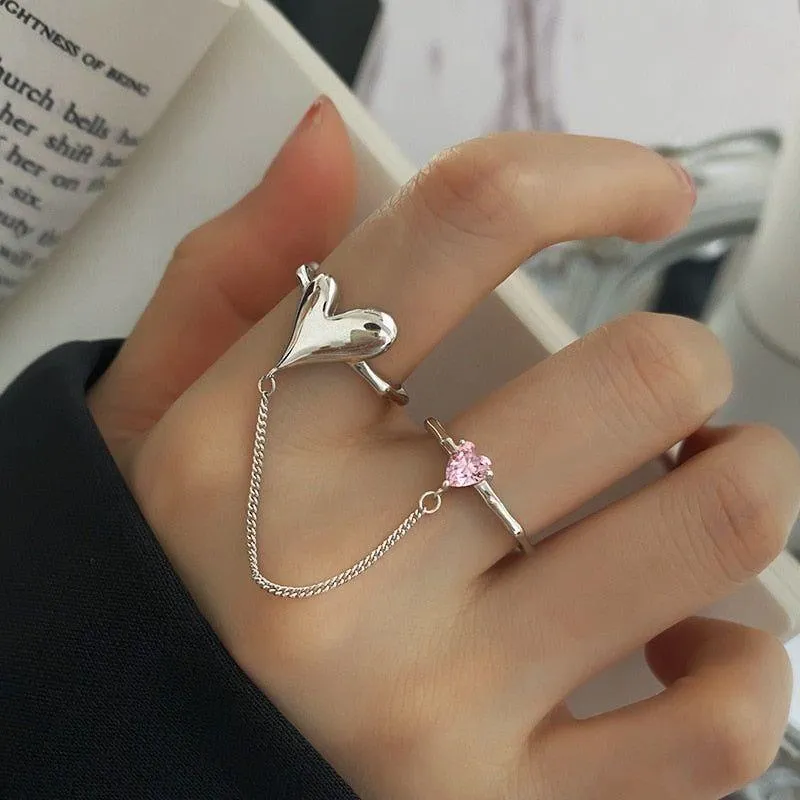 DV213 Silver Color Hearts Shape Sparkling Zircon Rings: Charm Jewelry