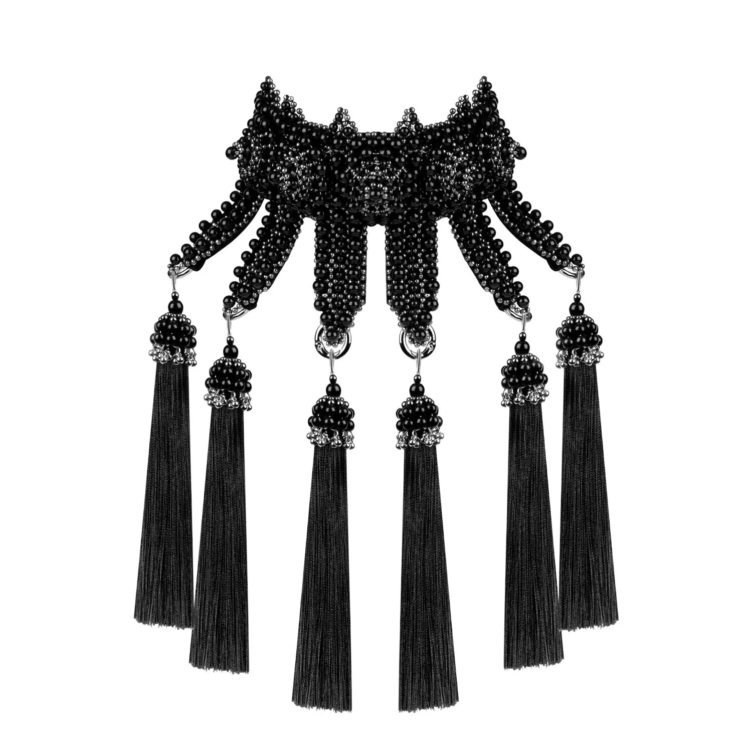 Eingana Choker w/ Removable Tassels in Jet Black