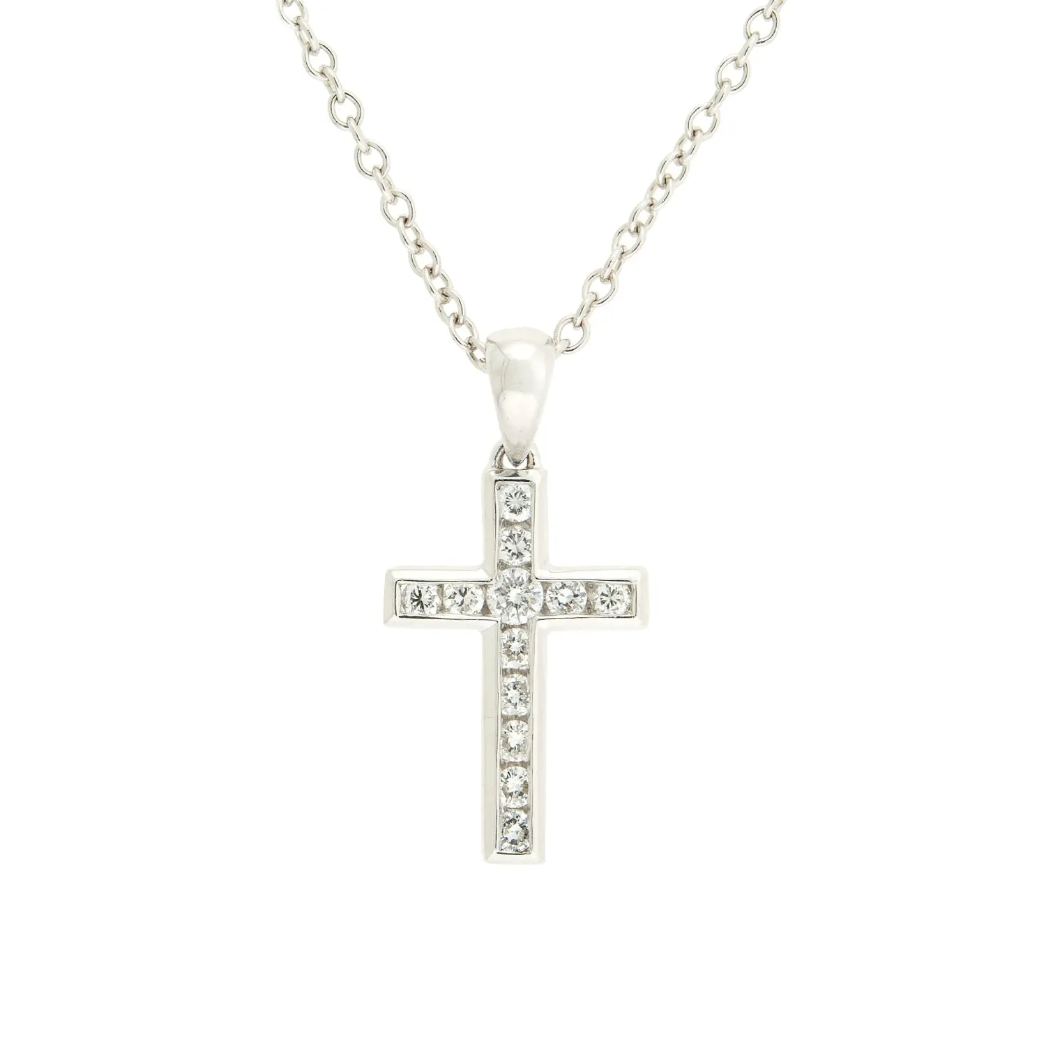 Estate 18k Diamond Cross Pendant .35ctw