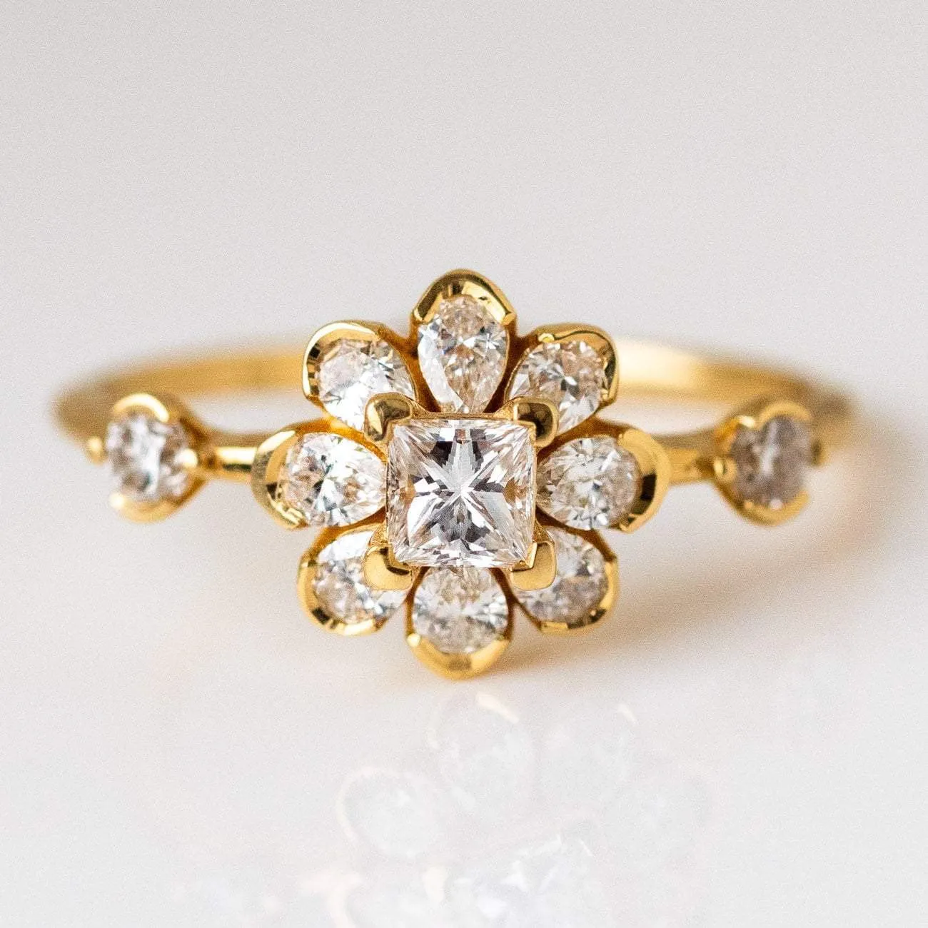 Flower Diamond Engagement Ring