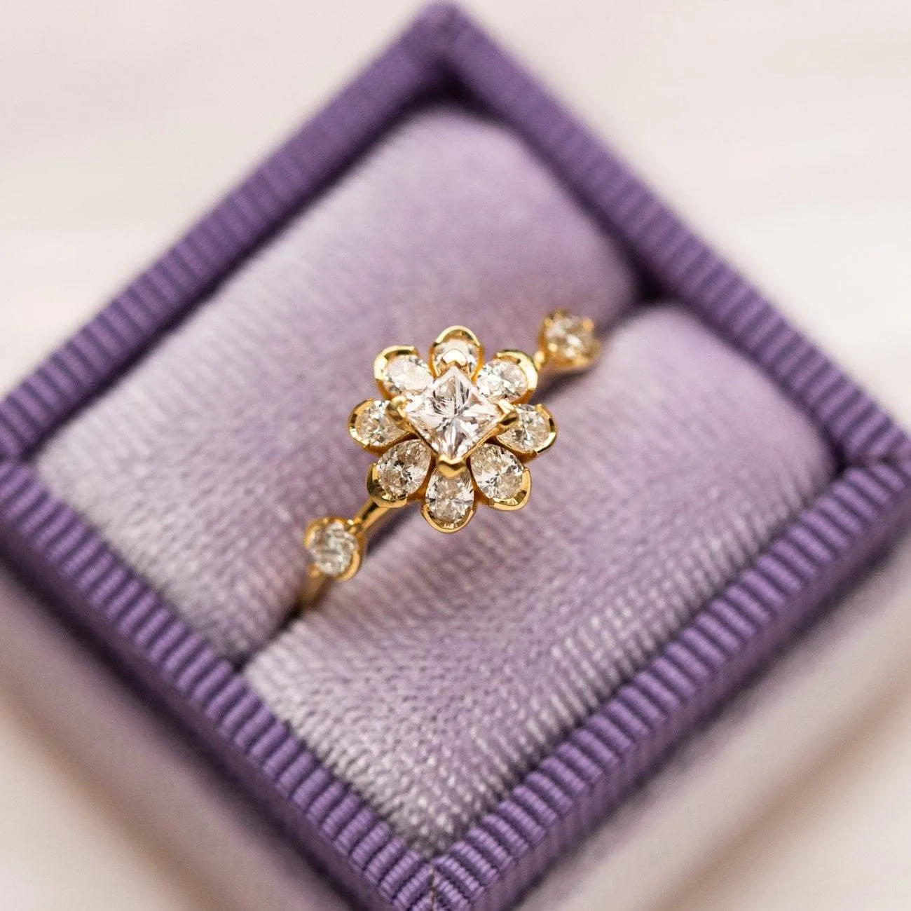 Flower Diamond Engagement Ring