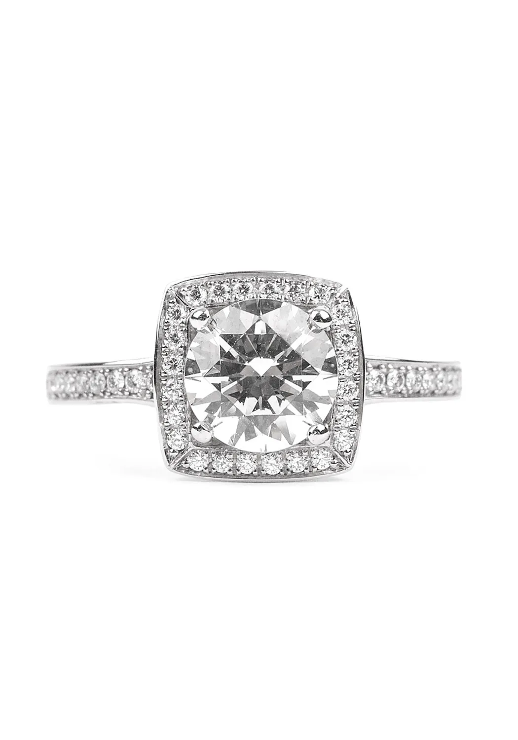 Furrer Jacot Lucienne Platinum Semi-Mount Square Halo Diamond Ring