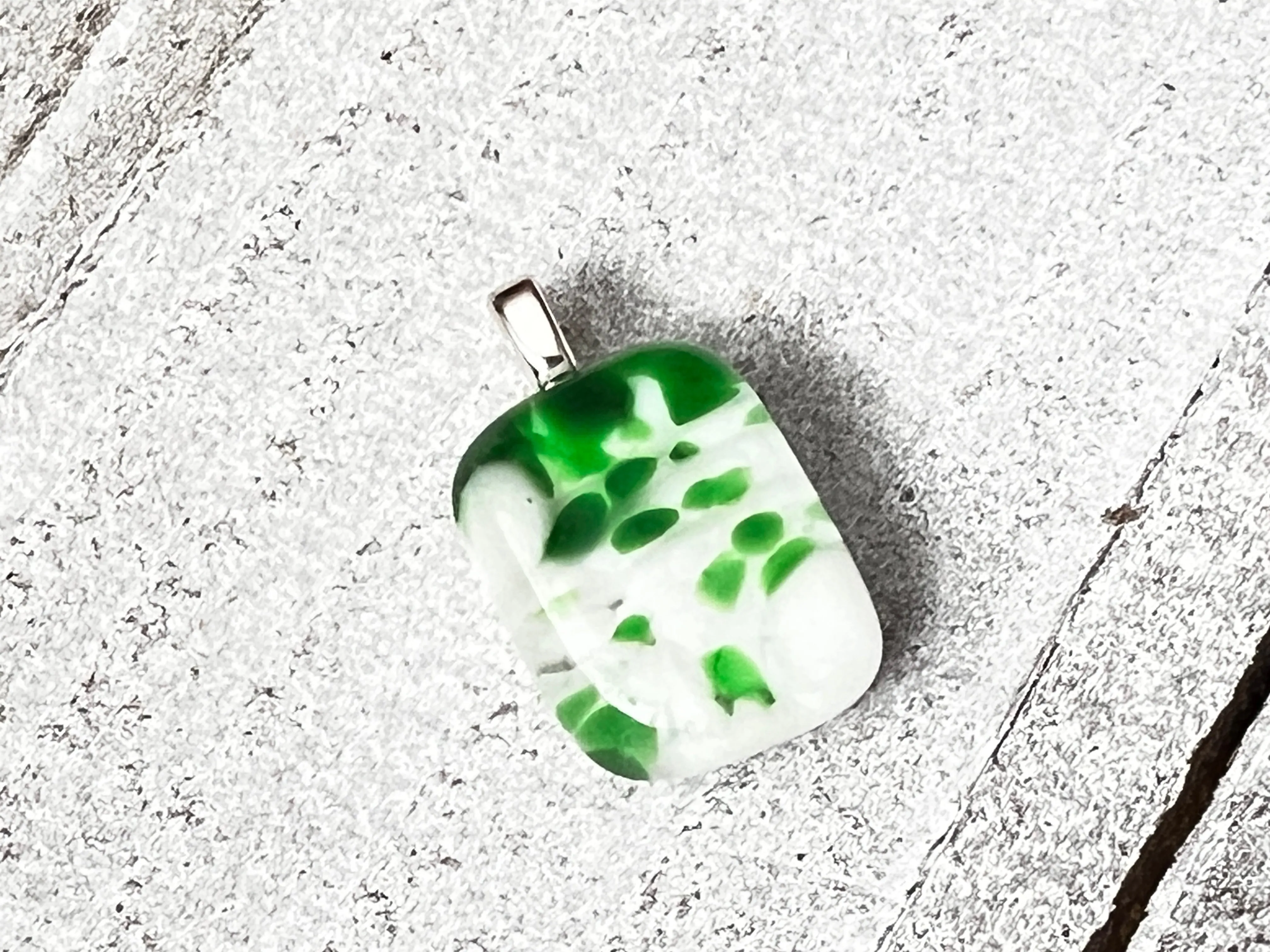 Fused Glass Mini Pendant ~ Kelly Green