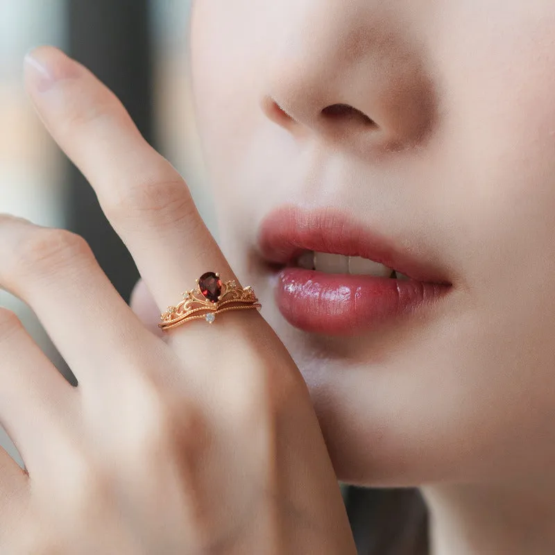 Garnet Crown Ring